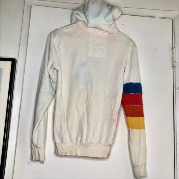 Aviator Nation Distressed Tye Dye Rainbow Zip Up Hoodie 🌈 - Picture 2 of 6